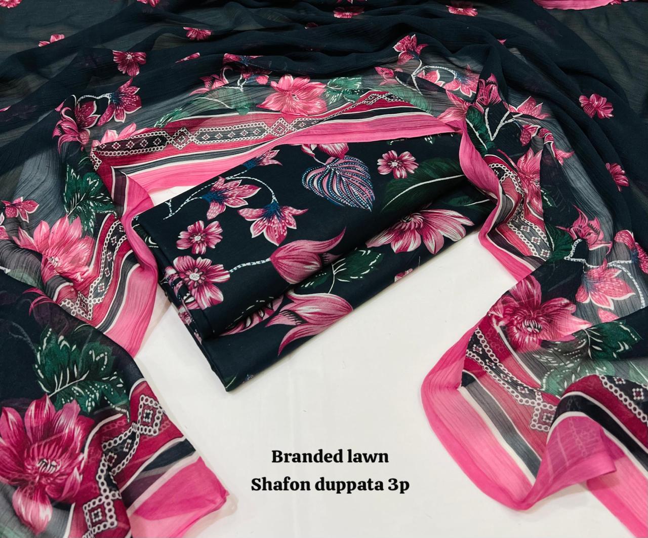 Lawn 3PC โ Chiffon Dupatta โ D-108