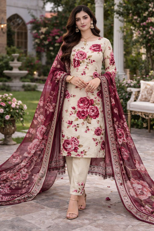 Lawn 3PC – Chiffon Dupatta – D-114