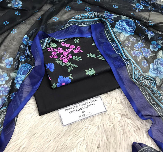 Lawn 3PC – Chiffon Dupatta – D-115